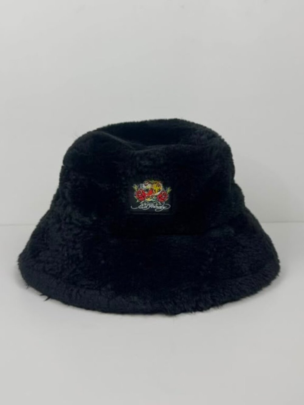 Ed Hardy Faux Fur Bucket Hat - Black O/S